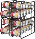 MOOACE Soda Can Organizer for for Pantry, Stackable Can Dispenser Canned Food Storage, Kitchen Cabinet Fridge Beverage Cans Holder, 4 Pack, Black