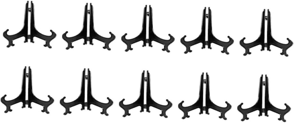 Happyyami 12pcs Material Tea Cake Rack Plastic Easel Stands Plate Display Racks Dish Holder for Buffet