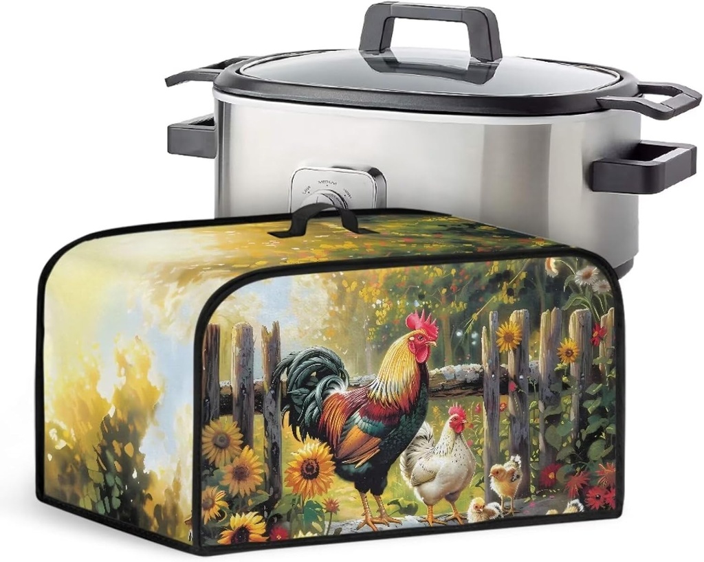 Chicken Field Crock for Pot Cover Dust Cover 6 7 8 qt Washable Appliance Cover Oval Slow Cooker Cover Dustproof Kitchen Decor Assecories Protective Covers