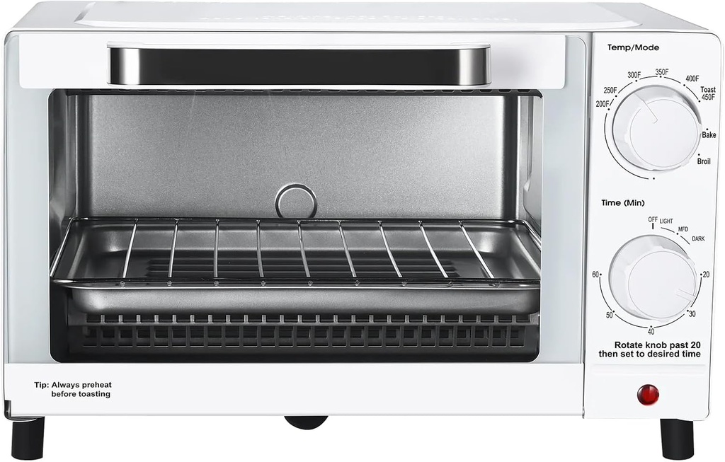 Countertop Toaster Oven with Air Fryer Function, 3-in-1 Convection Oven for Baking Broiling and Toasting, Includes Baking Pan & Wire Rack, Arctic White