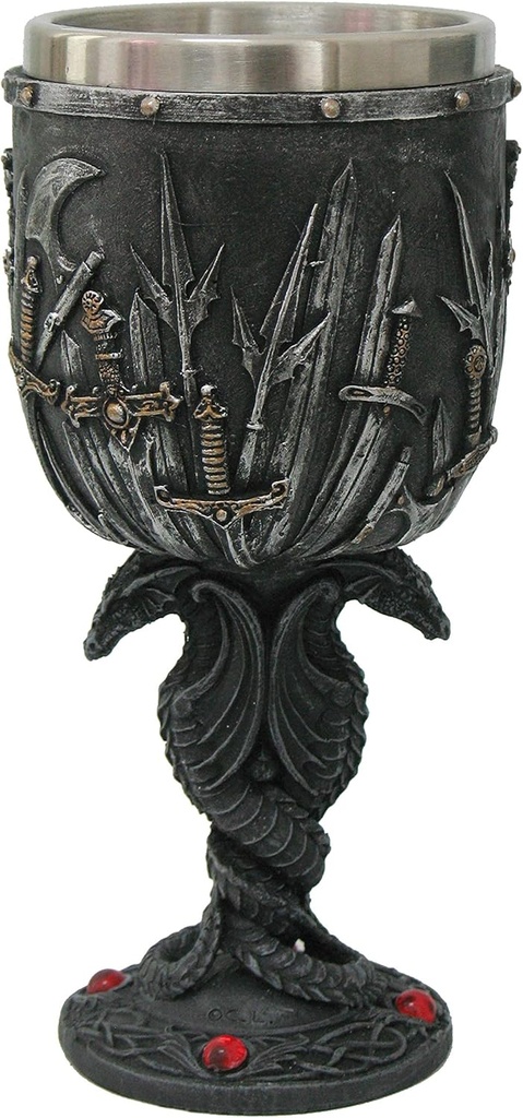 Pacific Giftware Double Dragon Swords Goblet with Removable Stainless Stain Inner