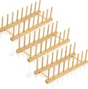 3Pcs Bamboo Wooden Plate Racks, Bamboo Dish Drying Rack, Dish Stand Organizer Holder Vertical Drainer, Kitchen Cabinet Organizer for Dish, Pots, Lids, Bowls, Cups, and Cutting Boards and Books