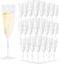 24pcs Plastic Champagne Flutes, 6oz Clear Disposable Wine Glasses, Reusable Plastic Cocktail Cups for Home Daily Life Party Birthday Wedding Toasting Drinking Champagne