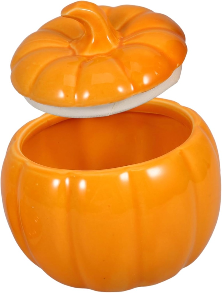Zerodeko Pumpkin Shape Ceramic Storage Canister with Lid Versatile Tea Jar for Loose Tea Candies Spices Elegant Kitchen Spice Holder for Countertop Decor