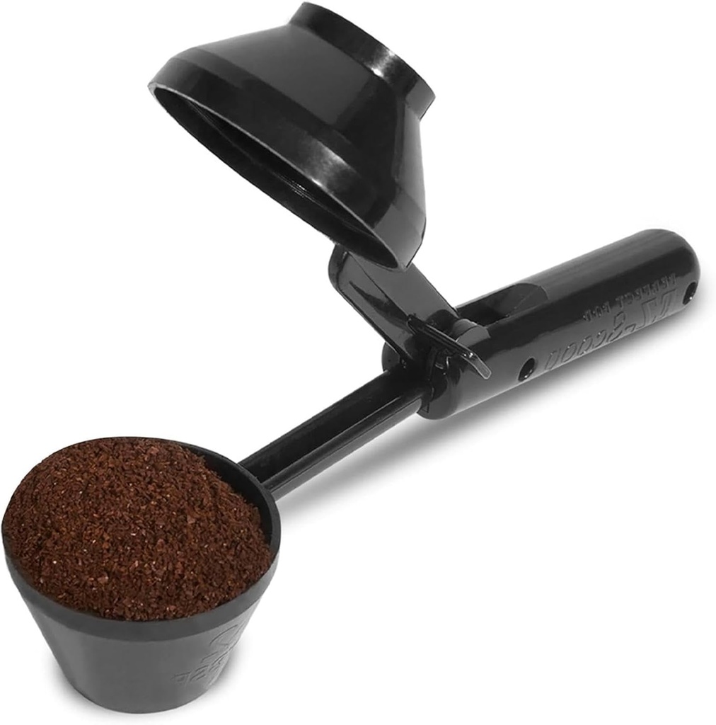 Coffee Scoop & Funnel for Reusable K Cup Refillable Coffee Pods Coffees Measuring Spoon Scoop with Funnel for Ground Coffees, Protein Powder, Tea(COLOR:black)