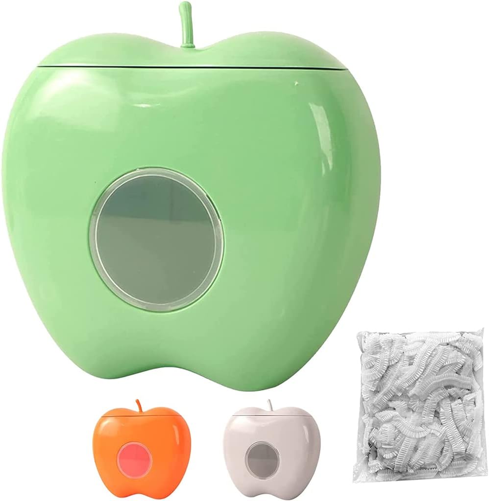 2023 New Plastic Wrap Storage Box with 100pcs Cling Bags, Fresh Keeping Bag Storage Box, No-punching Kitchen Household Wall-mounted Cling Bag Dispenser (Green + 100pcs)