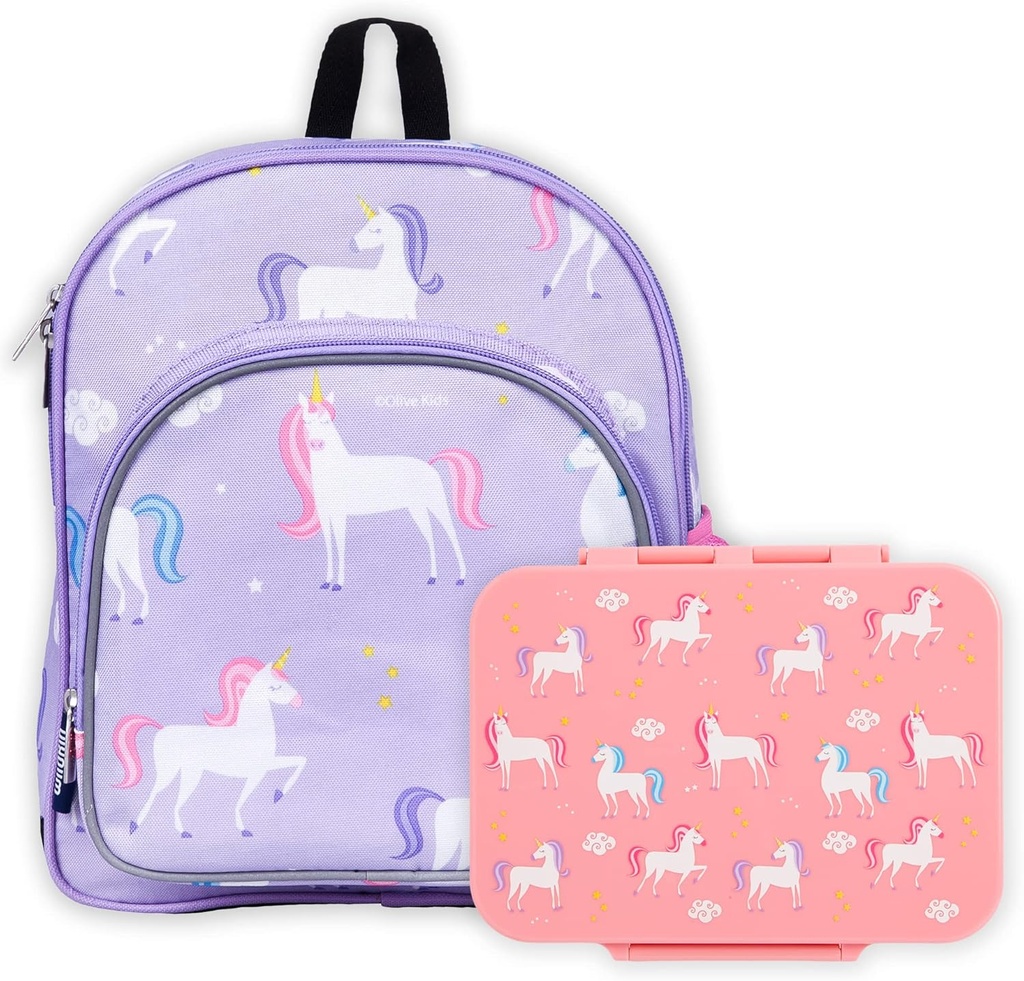 Wildkin Kids 12 Inch Backpack Bundle with Bento Box (Unicorn)
