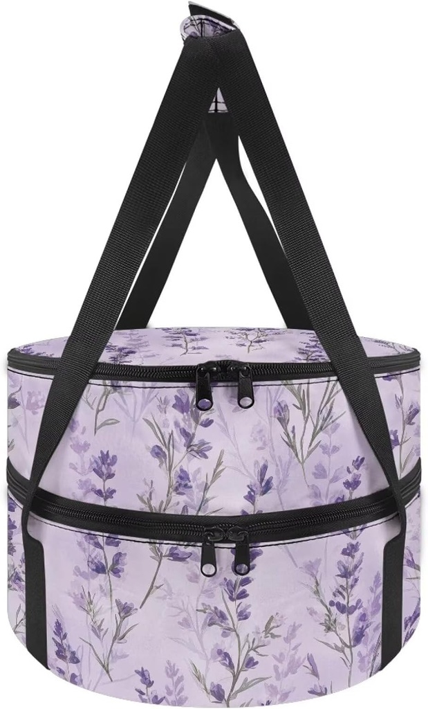 Pie Carrier Purple Lavender Casserole Carriers for Hot or Cold Food Leak Proof Cake Carrier Round Food Carrier Warmer Container Bag for Travel Picnic