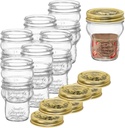 Bormioli Rocco Quattro Stagioni Glass Jars (Set of 12) - 9.25 Oz Stackable Storage Jars with Wide Mouth & Aluminum Lids - Glass Containers for Preserving, Serving, Organizing - Made in Italy