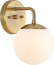 JONATHAN Y JYL3534A Louis Parisian Globe 5.75" 1-Light Metal/Frosted Glass Modern Contemporary LED Vanity Midcentury Glam 2700K LED 4W Bulb Entryway Lobby Kitchen Bathroom Bedroom Hallway, Brass Gold