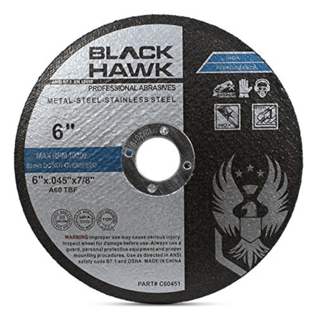 BHA Metal and Stainless Steel Thin Cut Off Wheels for Angle Grinders, 6” x .045” x 7/8” - 25 Pack