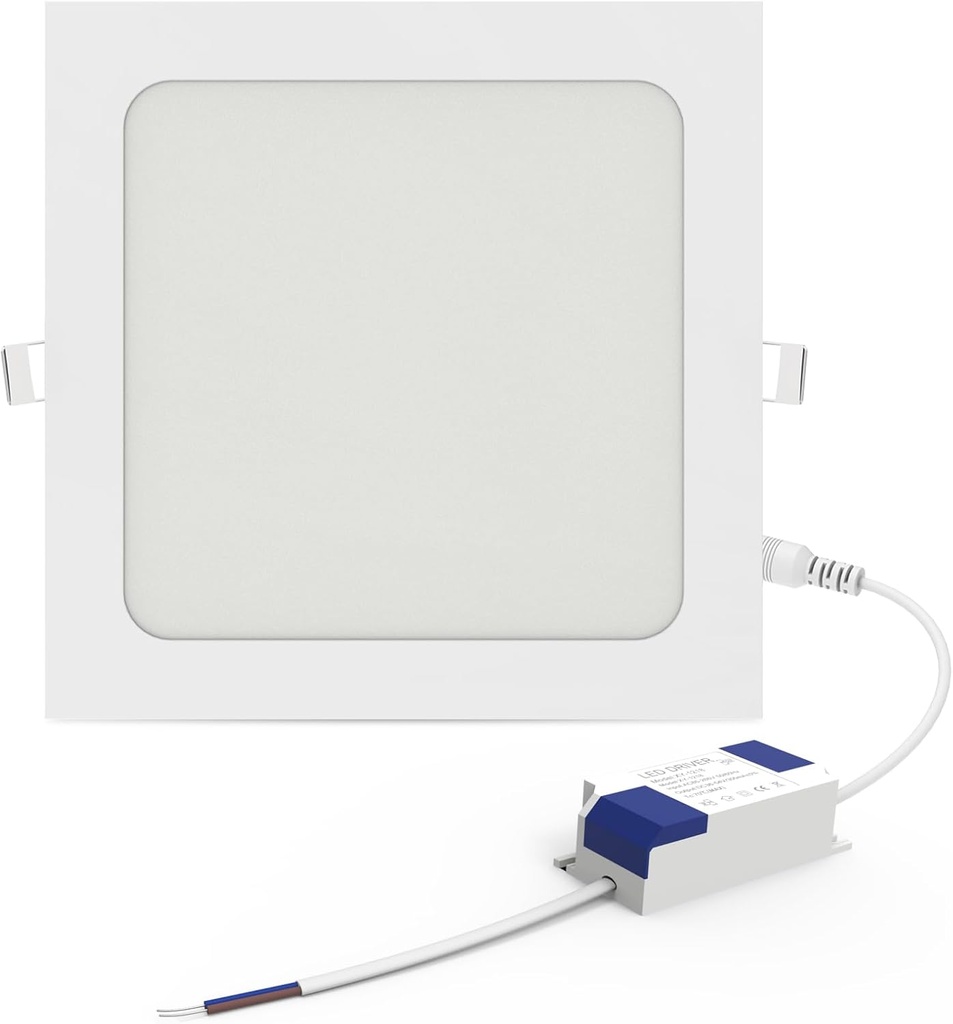 Aolyty 18W Ultra Thin LED Ceiling Panel Light 8.89" Recessed Square Downlight for Home, Office, Mall, Low Energy Consumption Non Dimmable 6000K