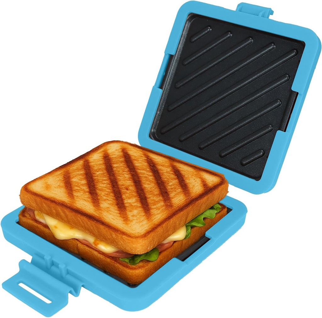 Microwave Sandwich Maker - Microwave Toastie Sandwich Maker，3-in-1 Toastie Panini Press with Dishwasher Safe Design No Electricity Needed Fast Cooking for Travel Friendly/Office/Home(Blue)