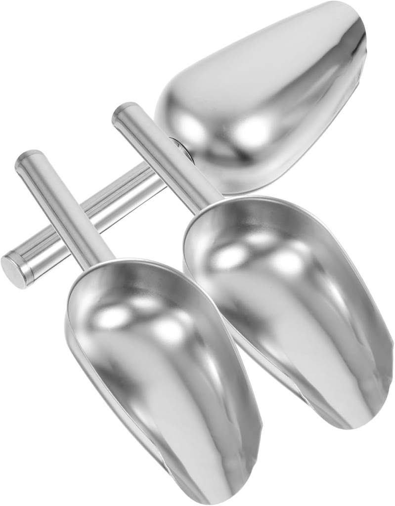 Cabilock 3pcs Stainless Steel Ice Scoop Set Non-Magnetic Heavy Duty Grain Shovel 8-Inch Multi-Purpose Food Metal Scooper for Ice Rice and Desserts