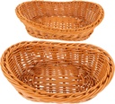 PRETYZOOM 2pcs Woven Fruit Basket Imitation Rattan Bread Storage Baskets for Kitchen Countertop Decorative Food Organizer for Home Office and Supermarket