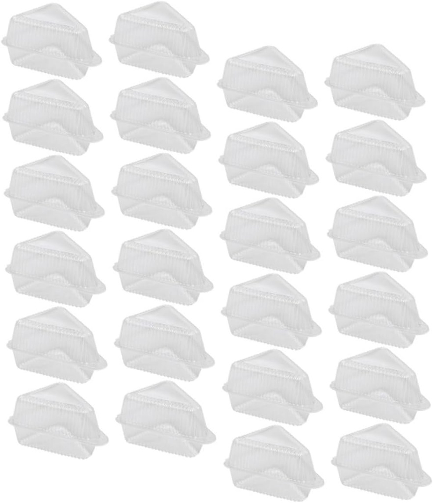 Ciieeo 50pcs Clear Cake Carrier with Lids Transparent Cheese Container for Cake Slices Pies and Desserts Sturdy Stackable Boxes for Safe Food Storage and Transportation