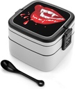 Vampire Lips Portable Bento Box with Handle 2 Compartment Leak-Proof Stackable Lunch Box for Work Picnic Camping