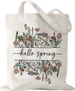 Aesthetic Tote Bags for Women Spring Wildflower Pattern Cute Tote Bag Canvas Tote Bag for Vacation Shopping Grocery Mother's Day Spring Birthday Gifts for Women Mom Sisters