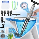 Toilet Plunger, High-Pressure Plungers for Bathroom, Air Plunger for Toilet with Real Time Barometer, Heavy Duty Drain Blaster Clog Remover, for Bathroom, Floor, Drain, Sink, Kitchen, Plumbing
