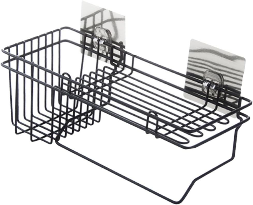 Sink Hanging Basket Space-Saving Soap Sponge Holder for Kitchen Sink Construction Black for Space Keeps Essentials Organized