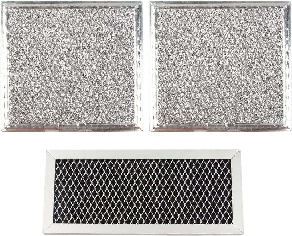 Microwave Oven Grease & Charcoal Filter Compatible with Samsung ME19R7041FS ME19R7041FS/AA ME19R7041FT ME19R7041FT/AA ME19R7041FB ME19R7041FB/AA, 1 Pc Grease Trapping & 2 Pcs Activated Carbon Filter