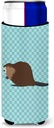 Caroline's Treasures Eurasian Beaver Blue Check Decorative Hugger, Slim Can, Multicolor