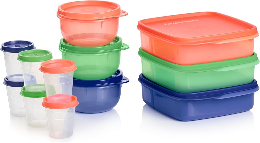 Tupperware Lunch Bunch 24 Piece Food Storage Container Set in Multi Colors, Dishwasher Safe and BPA Free (12 Containers, 12 Lids)