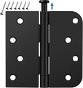 12 Pack Matte Black Door Hinges 4 Inch, Exterior Door Hinges with 5/8" Radius & Square Corners, Removable Pin, Perfect for Heavy-Duty Front & Back Door, Anti-Rust & No Squeaks