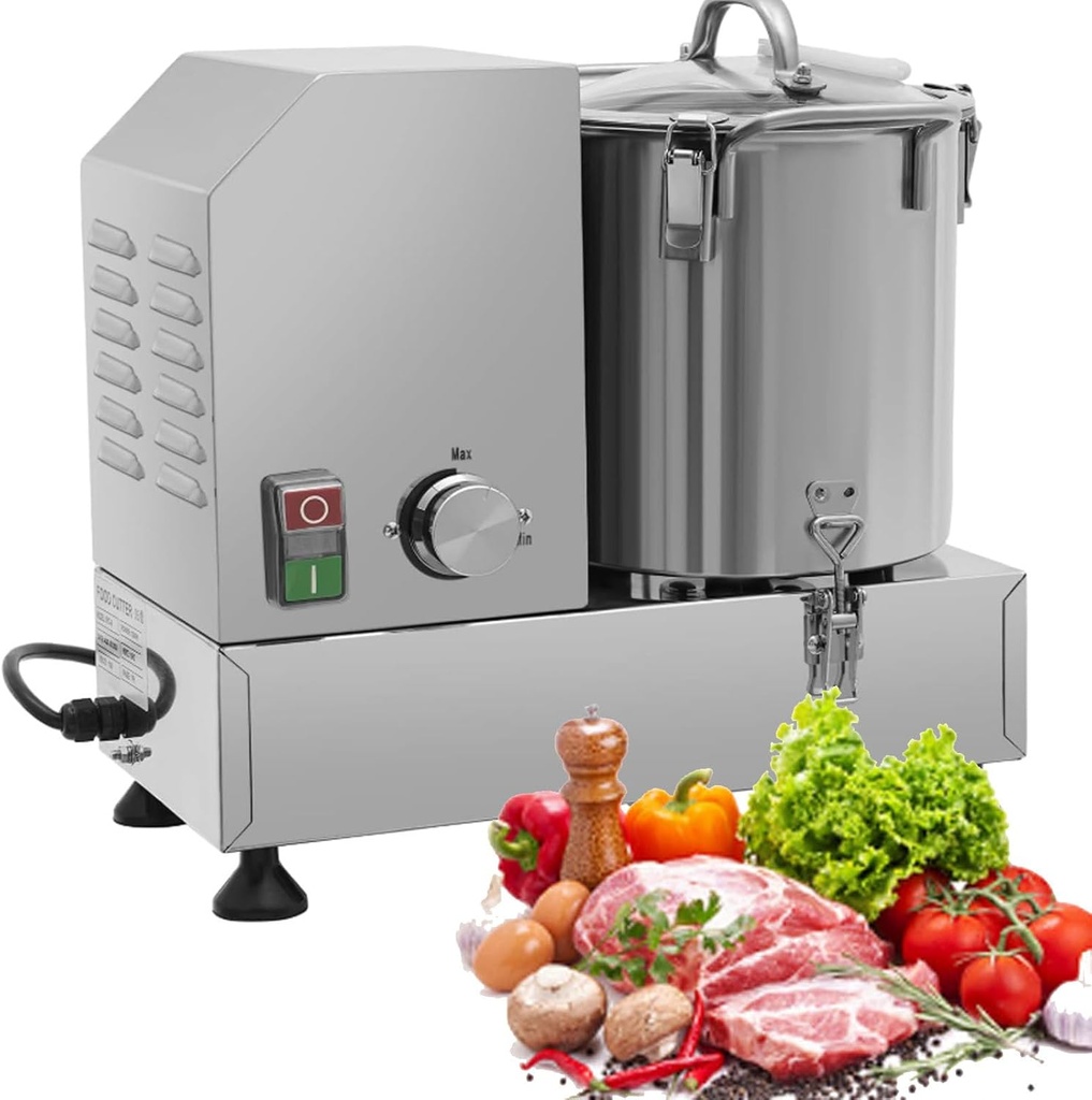 Commercial Food Processor Electric Meat & Vegetable Chopper Stainless Steel Multi-Function Cutter for Fruits Nuts Grains Ice Meat Grinder Veggie Cutter Mincer (6L)