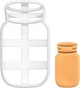BAKERLOGY Mason Jar Cookie Cutter - Detailed Biscuit Cutter Design for Baking and Crafts, ideal on fondant, dough, clay