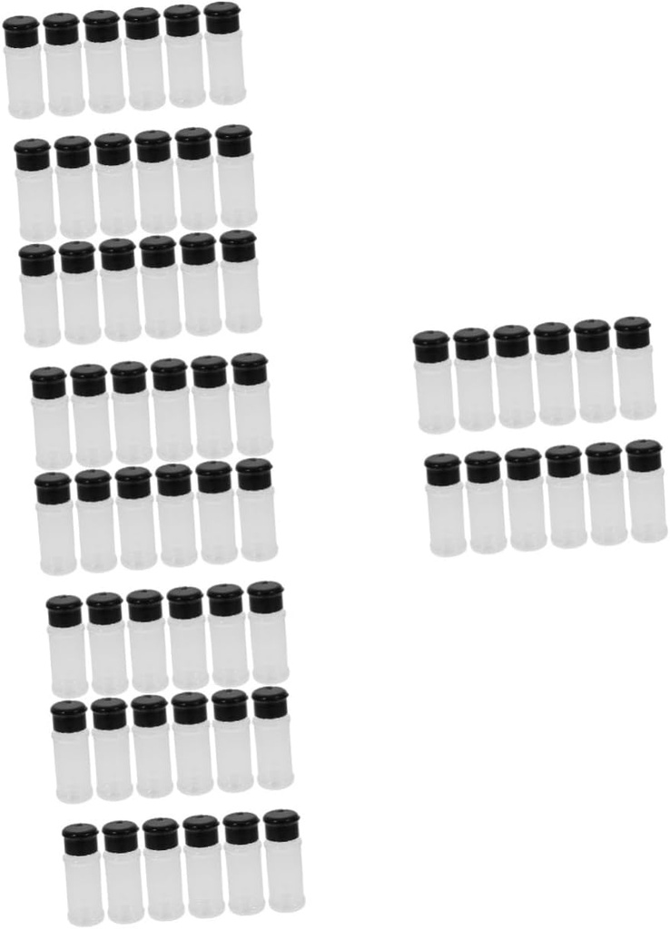 60pcs Transparent Spice Storage Bottles Caps Multipurpose Condiment Jars for Kitchen Airtight Seasoning Dispensers for Spices and Sauces