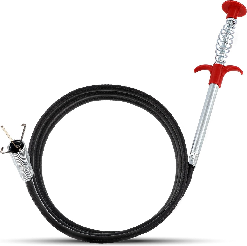 62" Snake Drain Clog Remover - Used as Hair Clog Remover for Sink, Shower, and Bathtub - Dryer Vent Cleaner, and as a Flexible Grabber Tool for Hard to Reach Places - By RAM-PRO