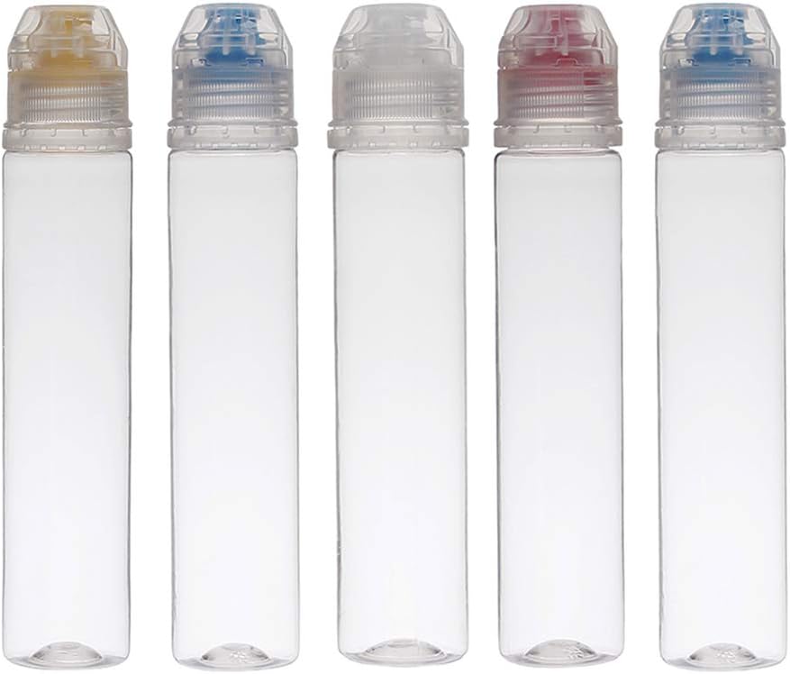 5 Pack Honey Plastic Bottles Mini Squeeze Containers Jars for Sauces Ketchup Condiment Oil Dispenser