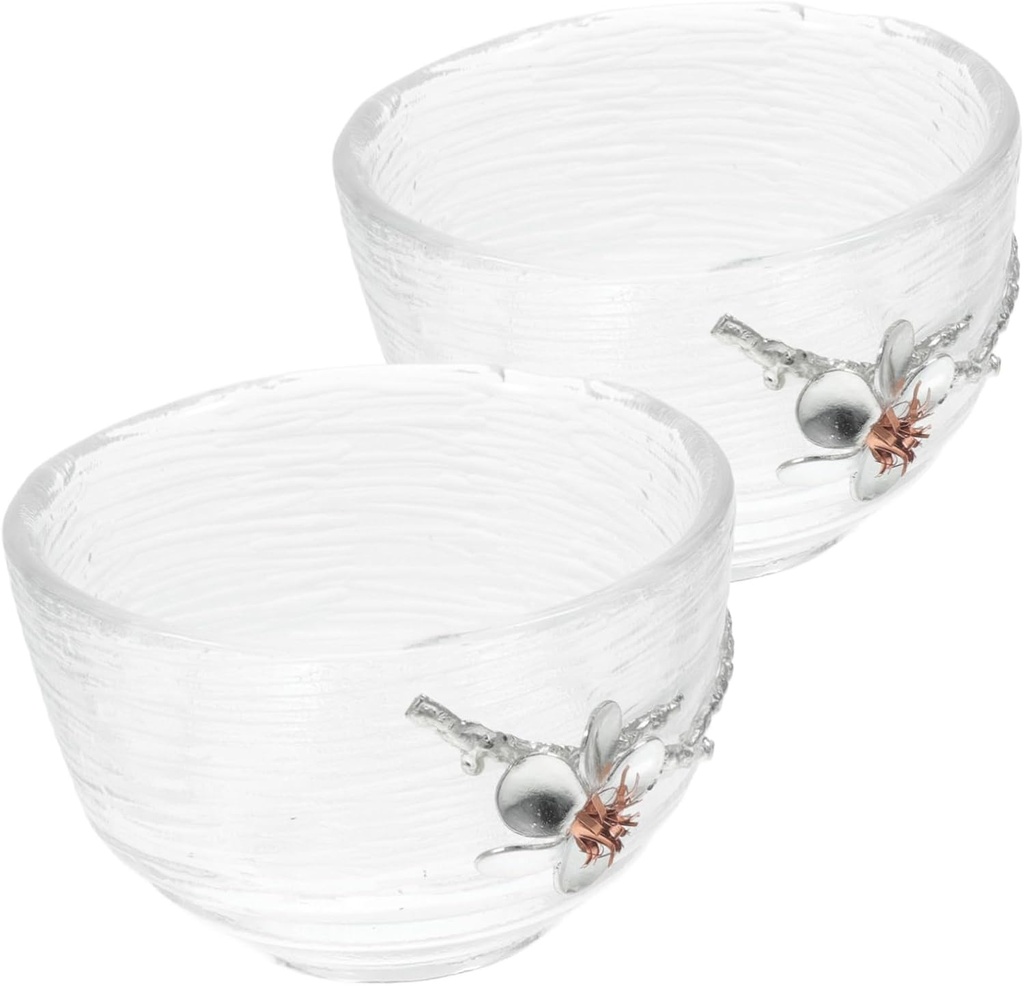 Set of Resistant Plum Flower Japanese-Style Drinking and Tea Cups Hammered Glass Design for Tea Enthusiasts and Special Events