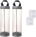 CRASPIRE 2Pcs Black Plastic Bag Holder 2 Sticky Hooks Mesh Wall Mount Plastics Bags Organizer Polyester Drawstring Washable Large Grocery Container Dispenser Groceries Carrier Holder for Home Garages