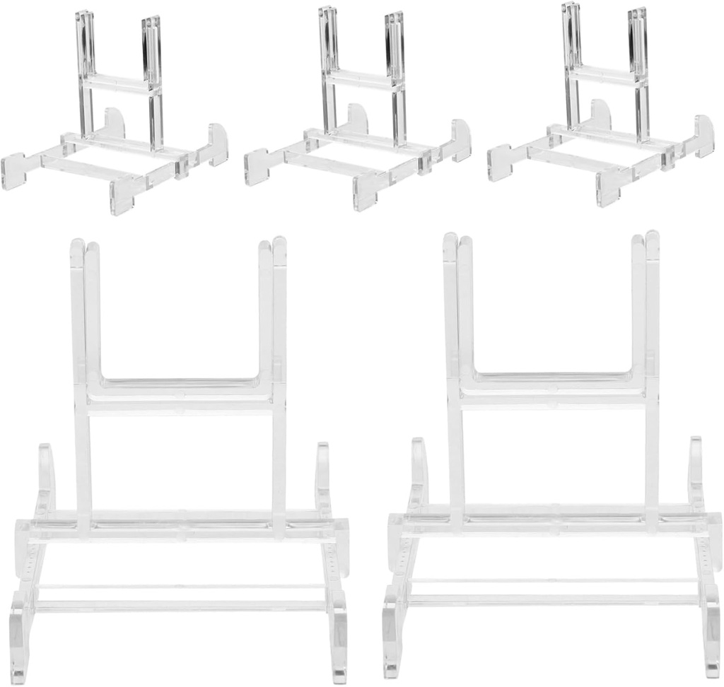 Ciieeo 5pcs Transparent Picture Holders Multi-functional Photo Stands Decorative Plate Holders for Displaying Photos Artworks and Plates Desktop