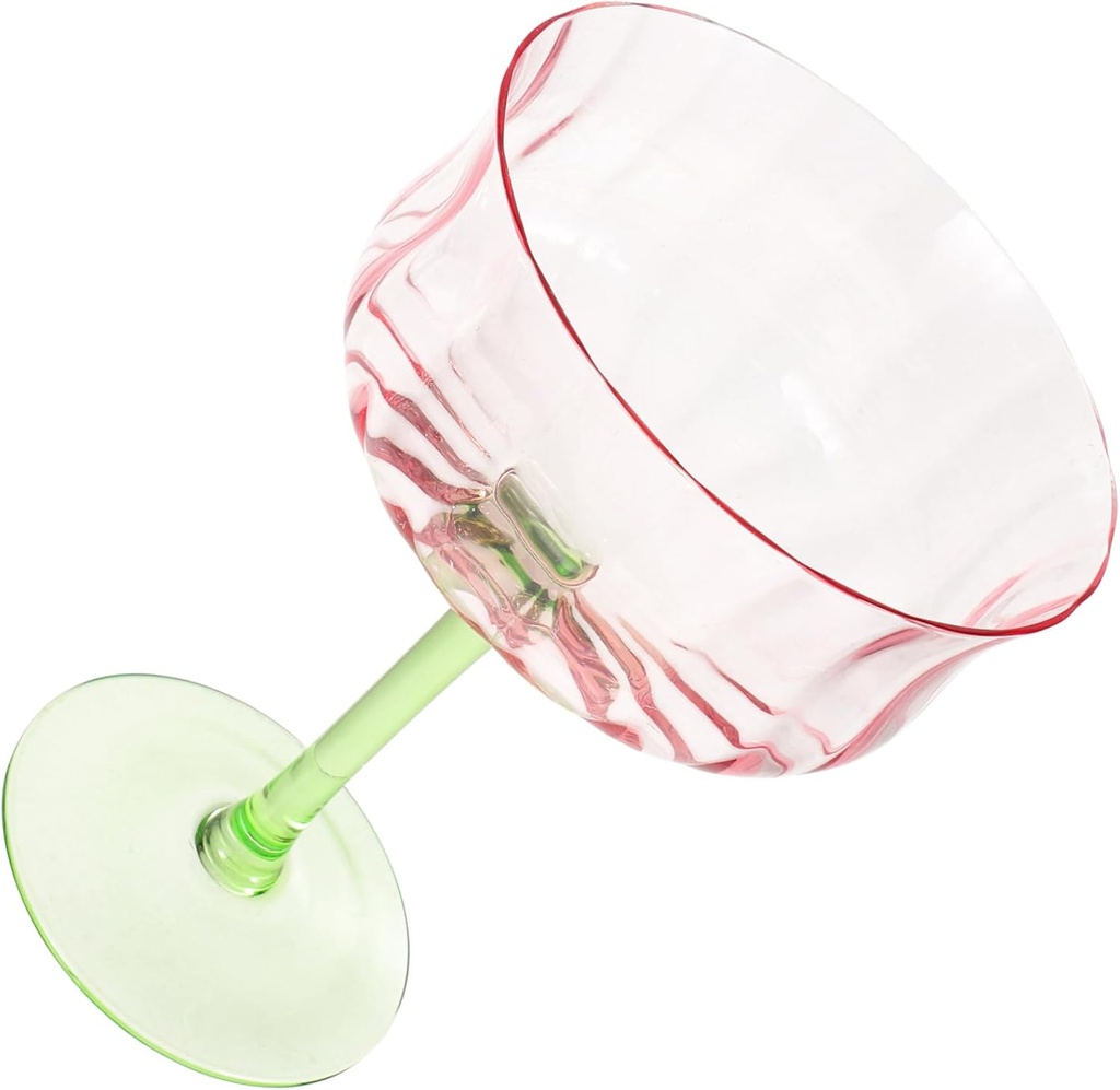 Gradient Vintage Decorative Goblet Glass with Faceted Pattern Tall Stemmed Drinkware for Cocktails Coffee Wine and Parties Retro Inspired Household Glass Cup with Textured Elegant