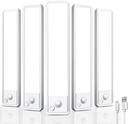 Under Cabinet Motion Sensor Lighting: 10 Inch Dimmable Rechargeable Lights Indoor - Battery Operated Lights - Undercabinet Closet Light Magnetic Led Light for Kitchen Home Bathroom Counter 5 Pack