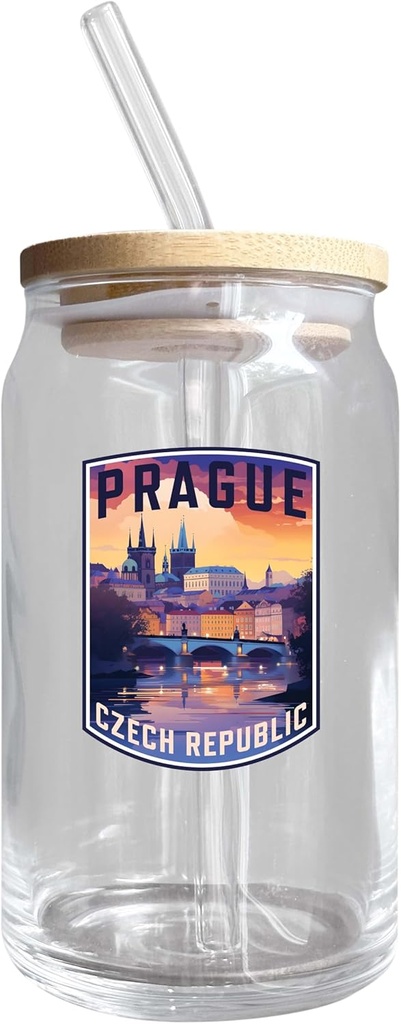 Prague Czech Republic Design B Souvenir 12 oz Beer Can Glass Single