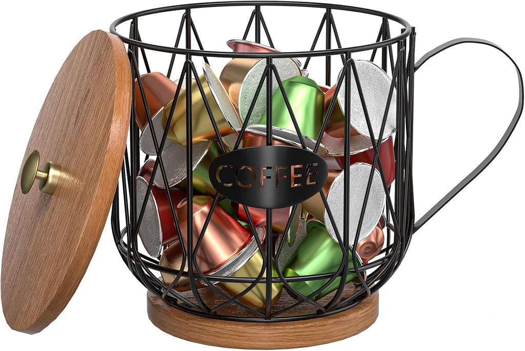 Coffee Pod Holder Large Capacity Black K Cup Holder Organizer for Counter - Coffee Bar Accessories Decor Station for Pods, Espresso, Capsules, Creamer(MC-Black)