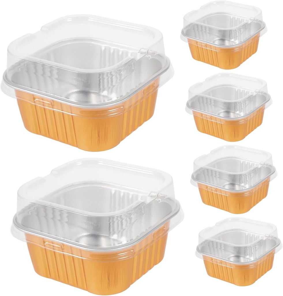40sets Aluminum Foil Cake Containers Covers Baking Boxes for and Desserts for Outdoor Cooking and Meal Prep