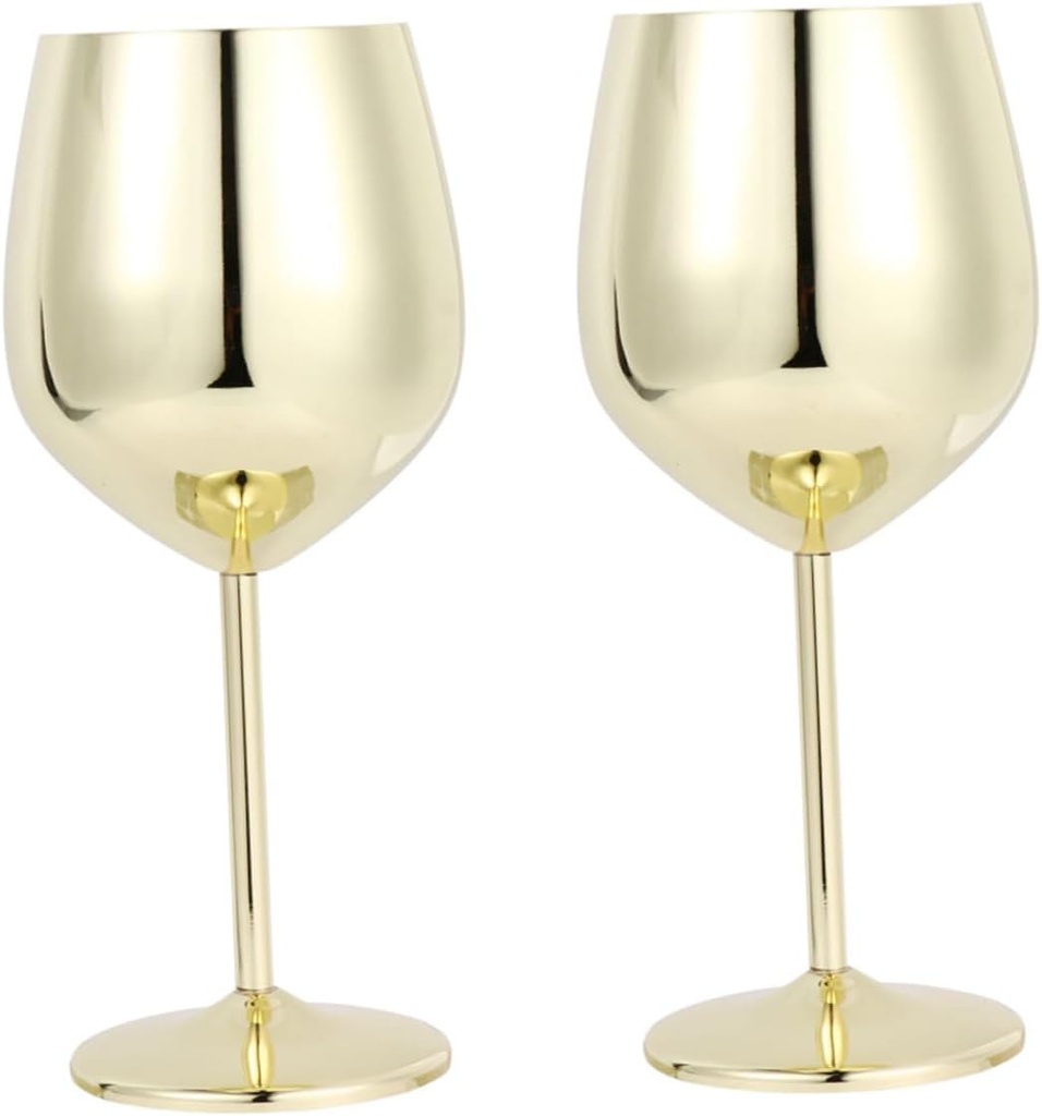 2pcs Unique High-footed Stainless Steel Goblets Elegant Wine Glasses for Parties Bars