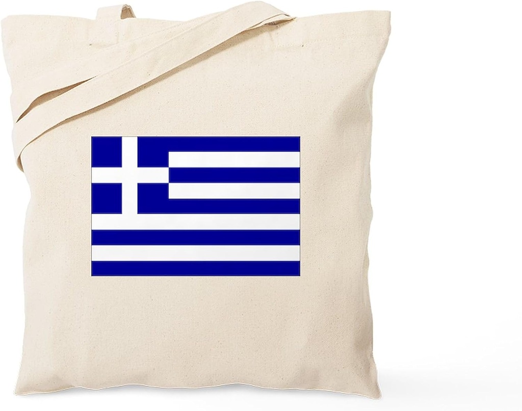 CafePress Greece Flag Tote Bag Natural Canvas Tote Bag, Reusable Shopping Bag