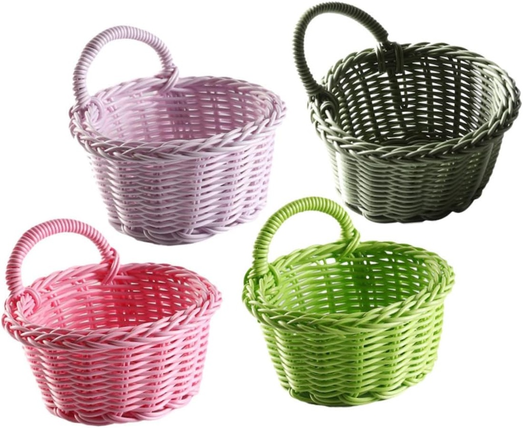4pcs Multi-function Imitation Rattan Storage Basket for Kitchen Hanging Woven Vegetable and Fruit Organizer for Easter Decor and Home Storage