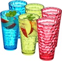Amazing Abby - Iceberg - 30-Ounce Plastic Tumblers (Set of 6), Acrylic Drinking Glasses, Mixed-Color Reusable Plastic Cups, Stackable, BPA-Free, Shatter-Proof, Dishwasher-Safe