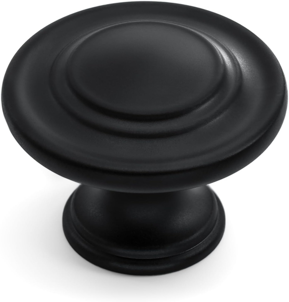 HESTIA HARDWARE 10 Pack | 1-1/3 Inch Black Kitchen Cabinet Knob and Closet Knob | Drawer Knobs and Kitchen Door Knobs for Cabinets | Matte Black Cabinet Knobs and Bathroom Cabinet Knobs (Z4.10.D)