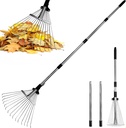 Garden Rake for Leaves – Heavy Duty Metal Leaf Rake for Lawns with Adjustable Handle (33"-69") & Expandable Head (8"-15") – Durable for Lawn, Shrub, Garden Beds – Essential Gardening Tools