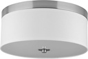 Linea di Liara Occhio Brushed Nickel 15" Flush Mount Ceiling Light Fixture Overhead Lights for Ceilings Kitchen Hallway Bedroom Bathroom Ceiling Light Fixtures, White Fabric Shade, UL Listed