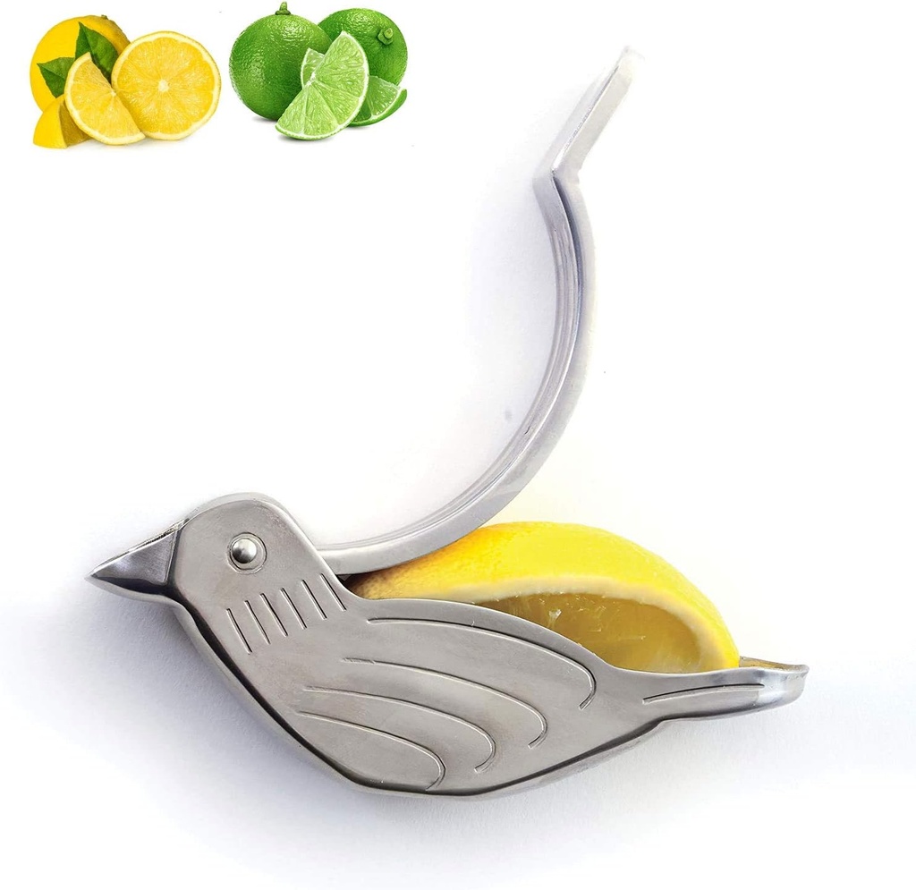 OGWSRK Genting stainless steel manual lemon juicer and lime squeezer, silver (2 pieces)Bird shape lemon juicer