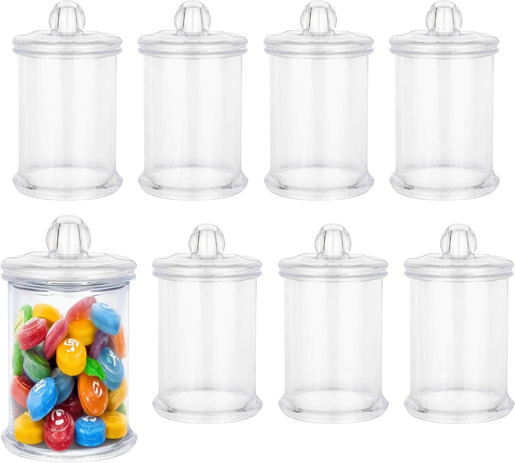 Hammont Cookie Jar Shaped Acrylic Candy Boxes - 8 Pack - 1.96"x3.14" - Perfect for Weddings, Birthdays, Party Favors and Gifts | Designer Cute Clear Lucite Plastic Treat Containers